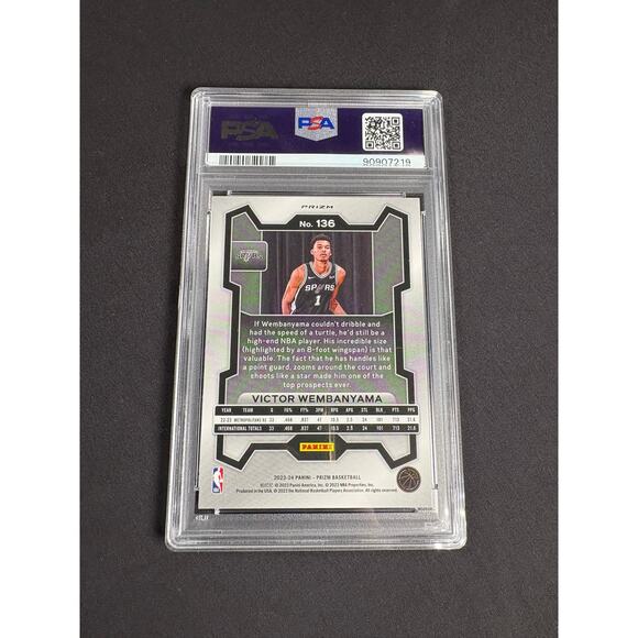 2023-24 Panini Prizm Victor Wembanyama Red Ice Rookie RC #136 PSA 10 Gem Mint - Picture 8 of 8